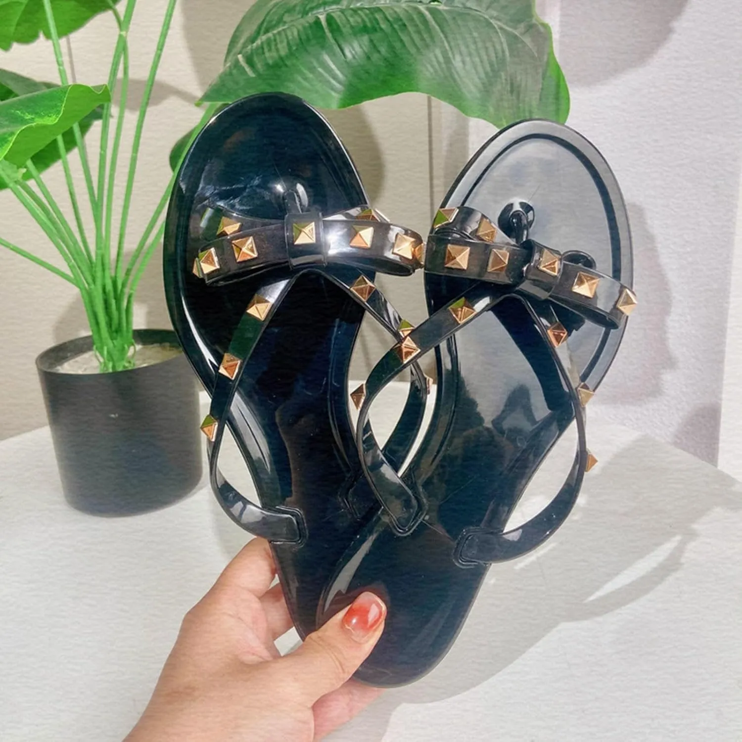 Women Flip Flops Thong Sandals with Bow Summer Bowtie Flat Beach Rain Shoes Flip Flops Slipper Women Shoes