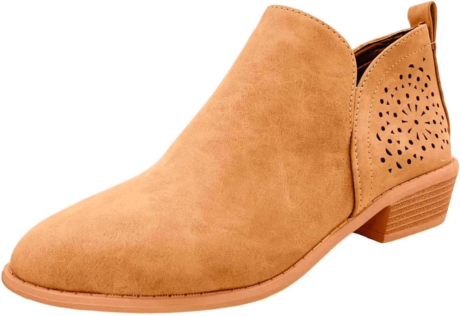 Women's Ankle Boots Leather Lady Casual Ankle Boots Pointed Toe Low Heel Leather Durability Casual Boots Stitching