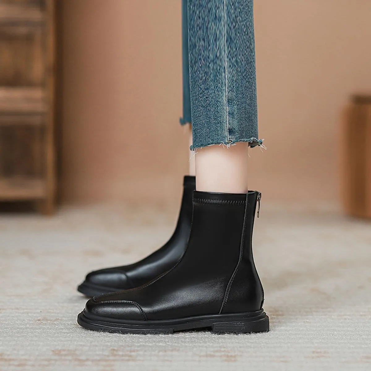 Women's Ankle Rain Boots Chelsea Short Boots Waterproof Slip On Lightweight Comfortable Garden Outdoor Shoes