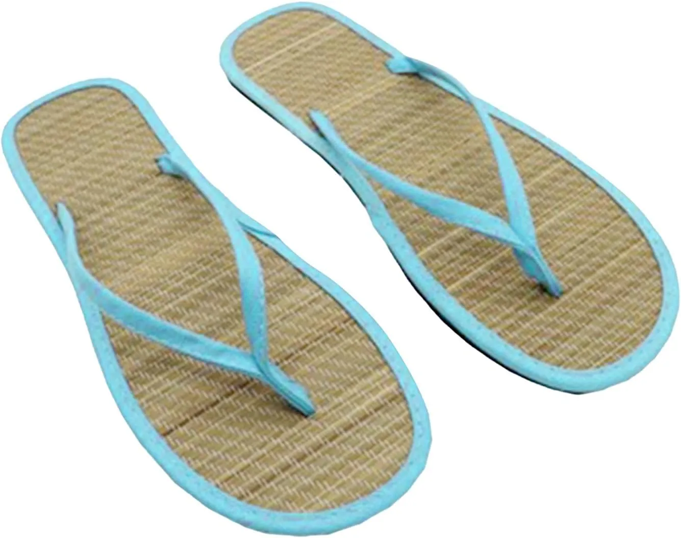 Women's Bamboo-Flip-Flop Summer Beach Sandals Straw Open-Toe Casual Slip on House Slippers