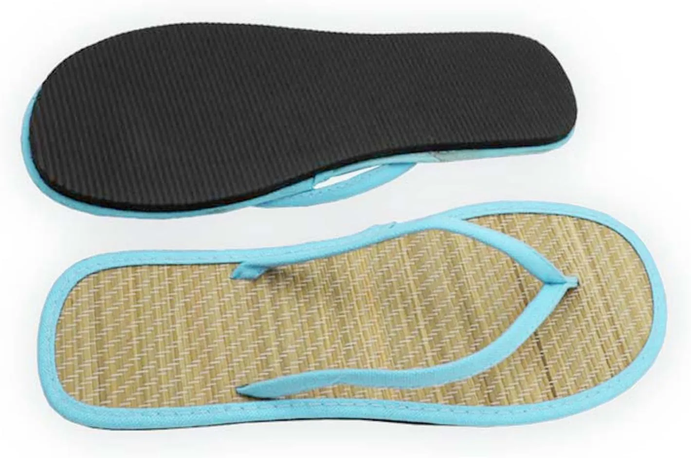 Women's Bamboo-Flip-Flop Summer Beach Sandals Straw Open-Toe Casual Slip on House Slippers