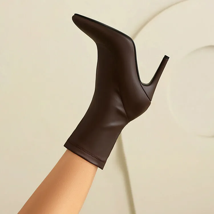 Women's Bling Pointed Toe Thin Heel Short Boots