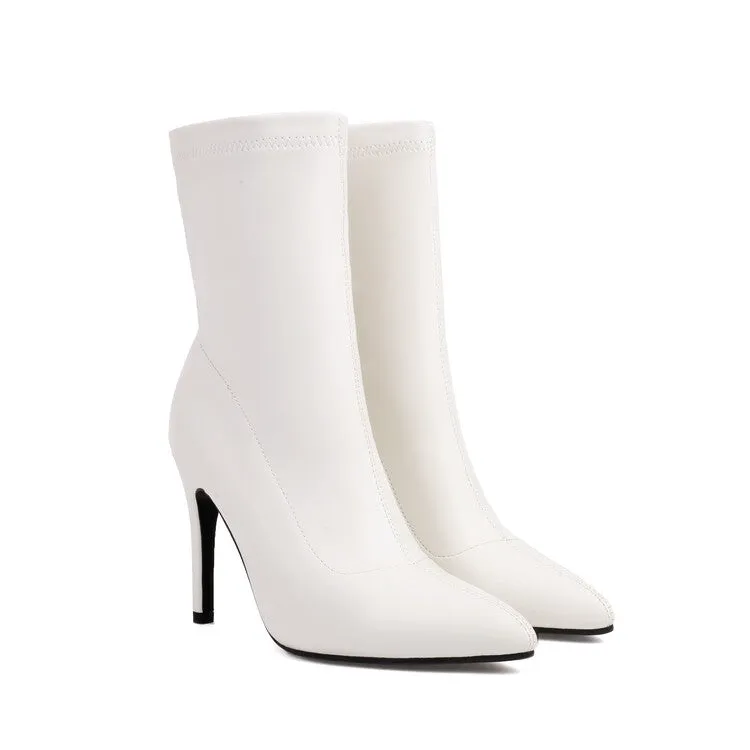 Women's Bling Pointed Toe Thin Heel Short Boots