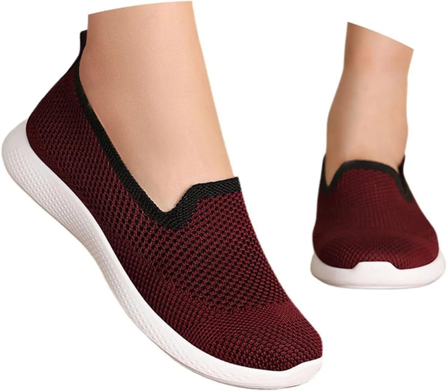 Women's Casual Shoes Comfortable Slip On Footwear Daily Wear Breathable Mesh Design Casual Slip on Tennis Shoes