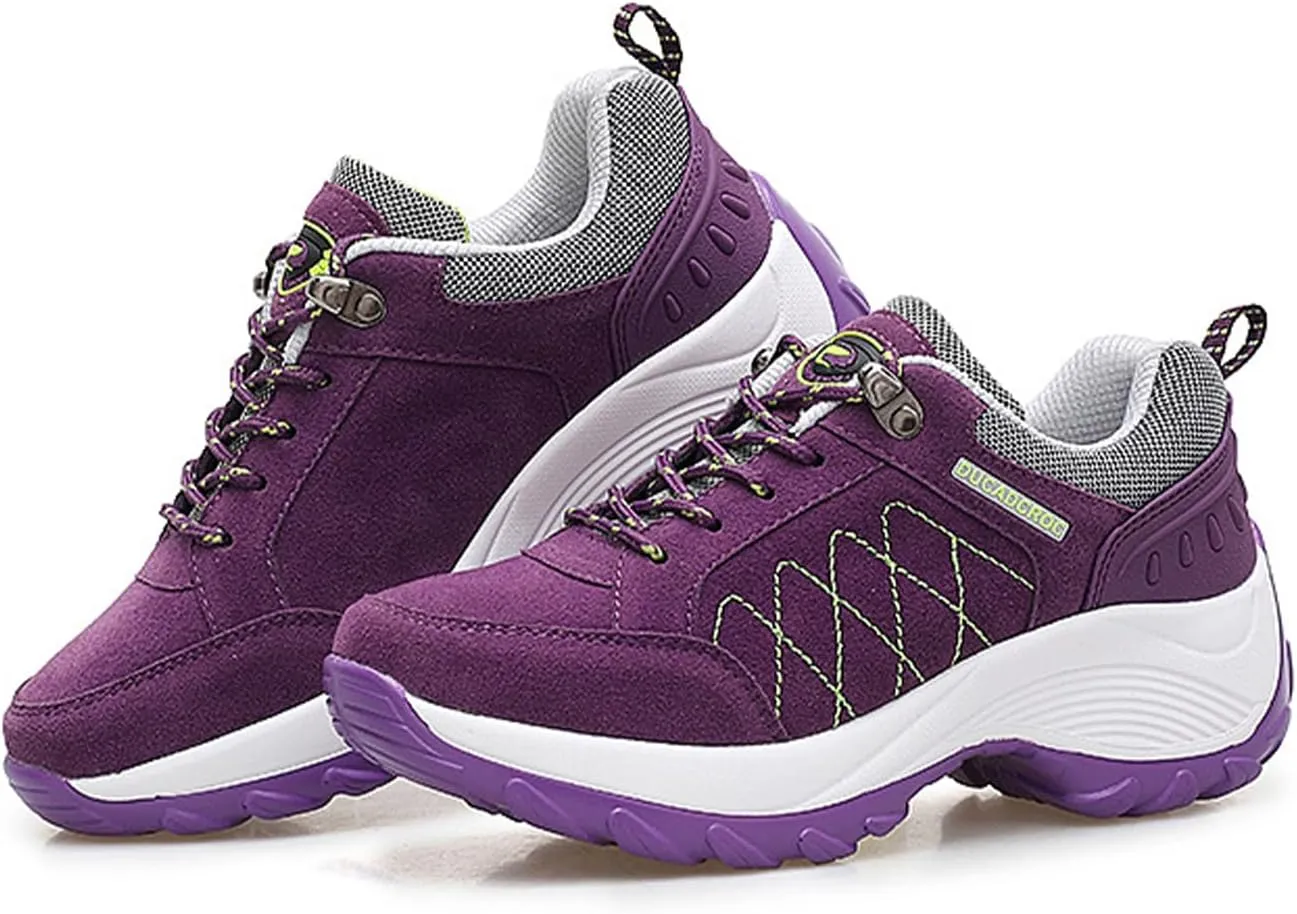 Women's Chunky Platform Orthopedic Walking Sneakers Lace Up Comfortable Slip-On Running Shoes Outdoor Non-Slip Hiking Sneakers