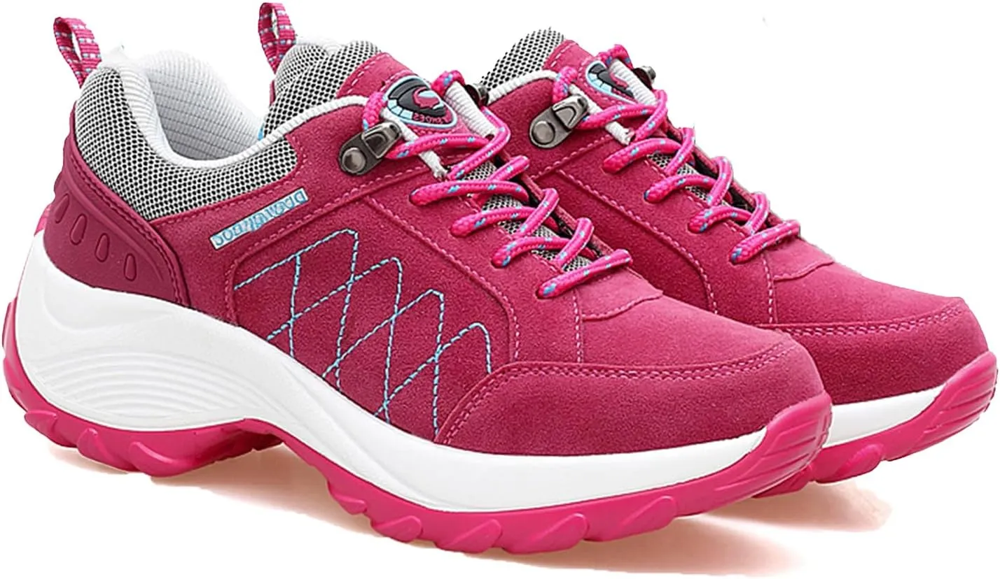 Women's Chunky Platform Orthopedic Walking Sneakers Lace Up Comfortable Slip-On Running Shoes Outdoor Non-Slip Hiking Sneakers