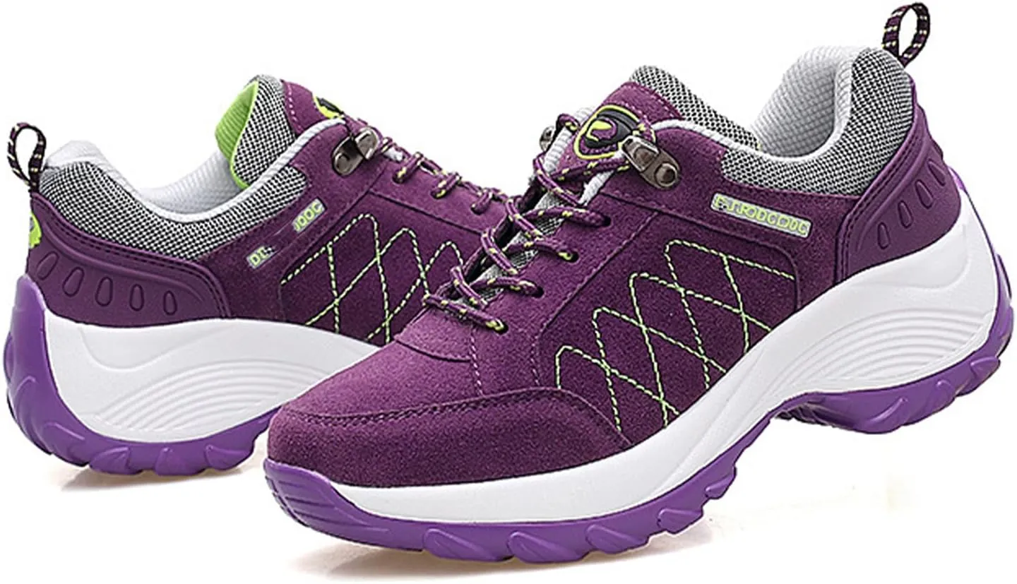 Women's Chunky Platform Orthopedic Walking Sneakers Lace Up Comfortable Slip-On Running Shoes Outdoor Non-Slip Hiking Sneakers