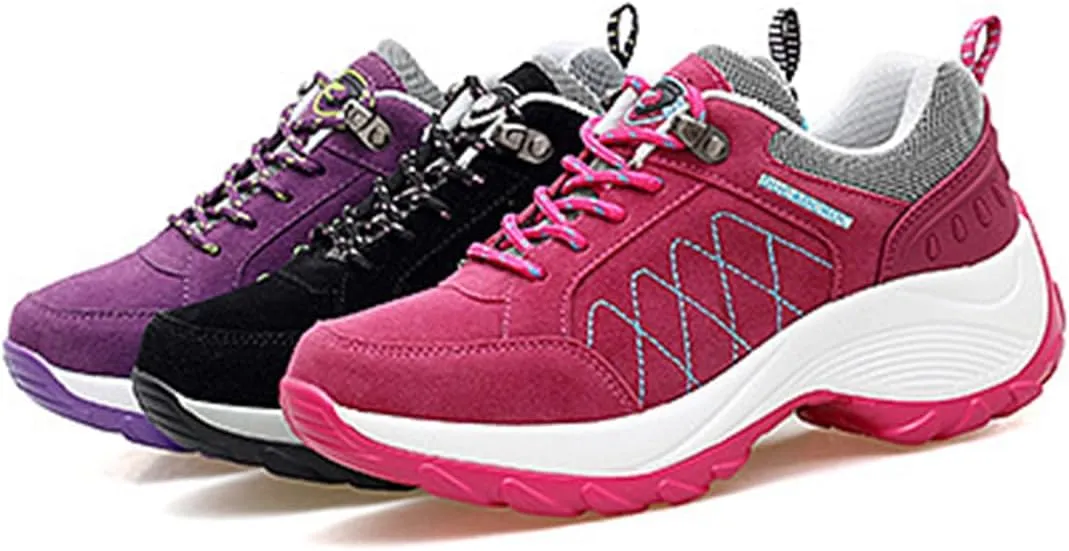 Women's Chunky Platform Orthopedic Walking Sneakers Lace Up Comfortable Slip-On Running Shoes Outdoor Non-Slip Hiking Sneakers