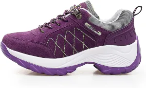 Women's Chunky Platform Orthopedic Walking Sneakers Lace Up Comfortable Slip-On Running Shoes Outdoor Non-Slip Hiking Sneakers