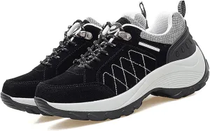 Women's Chunky Platform Orthopedic Walking Sneakers Lace Up Comfortable Slip-On Running Shoes Outdoor Non-Slip Hiking Sneakers