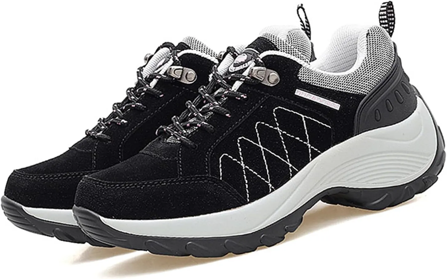 Women's Chunky Platform Orthopedic Walking Sneakers Lace Up Comfortable Slip-On Running Shoes Outdoor Non-Slip Hiking Sneakers