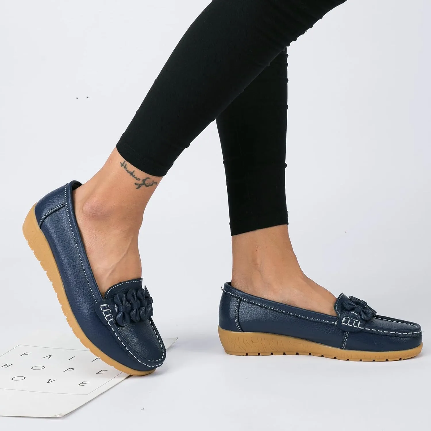 Womens Dressy Casual Walking Shoes Loafers Sneakers for Daily Walking Square Toe Comfortable Office Work Shoes