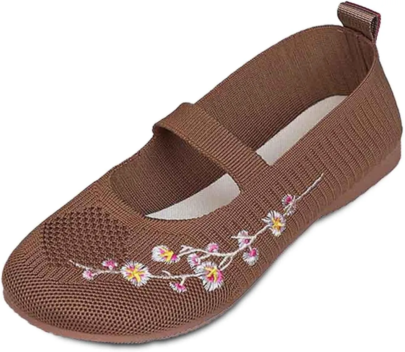 Women's Embroidered Mesh Ballet Comfortable Casual Mary Jane Shoes for Walking Daily Outfits