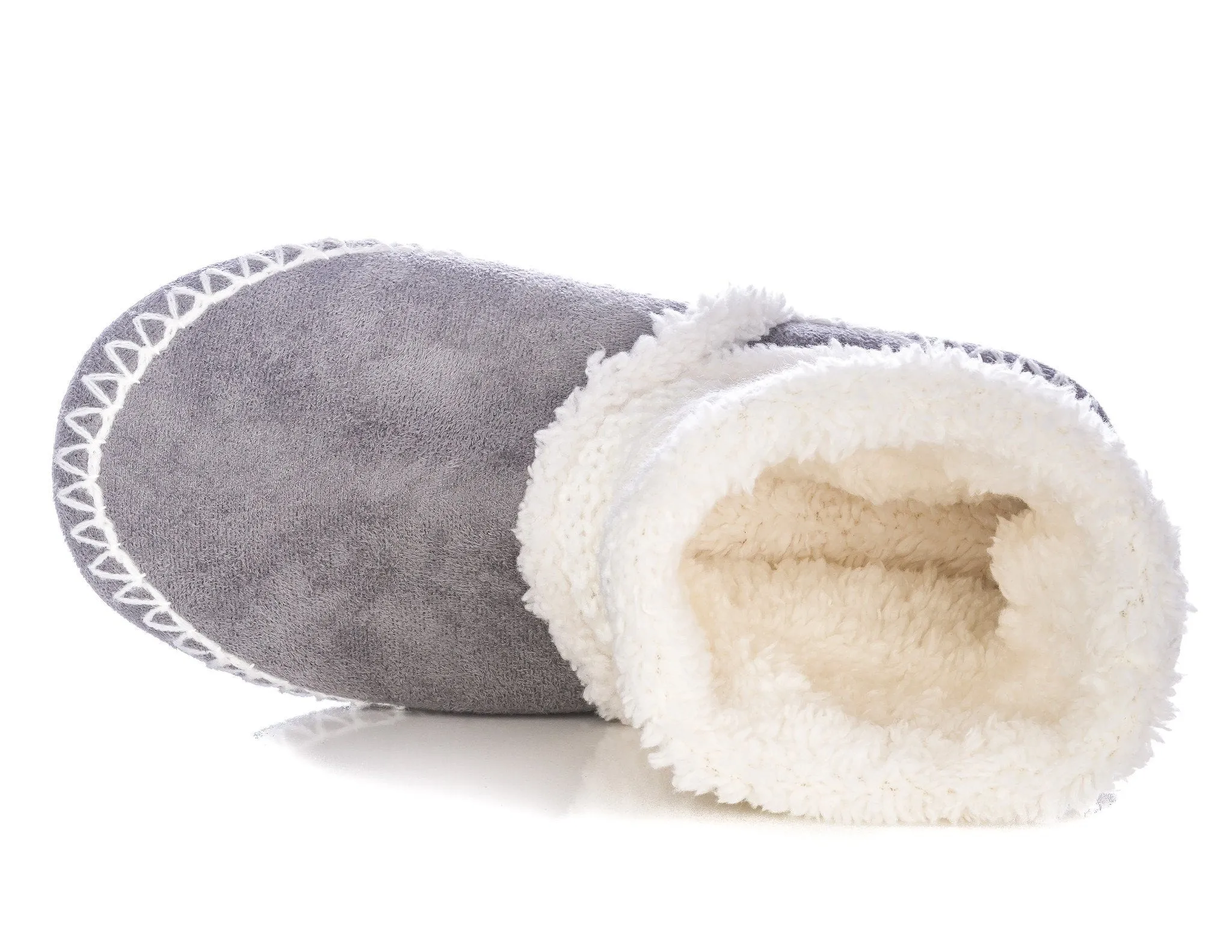 Women's Eskimo Indoor Short Boot Slippers - Ivory/Grey