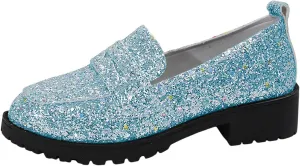 Women's Fashion Sequin Leather Leather Casual Shoes Temperament Comfortable Shoes Memory Foam Shoe Men