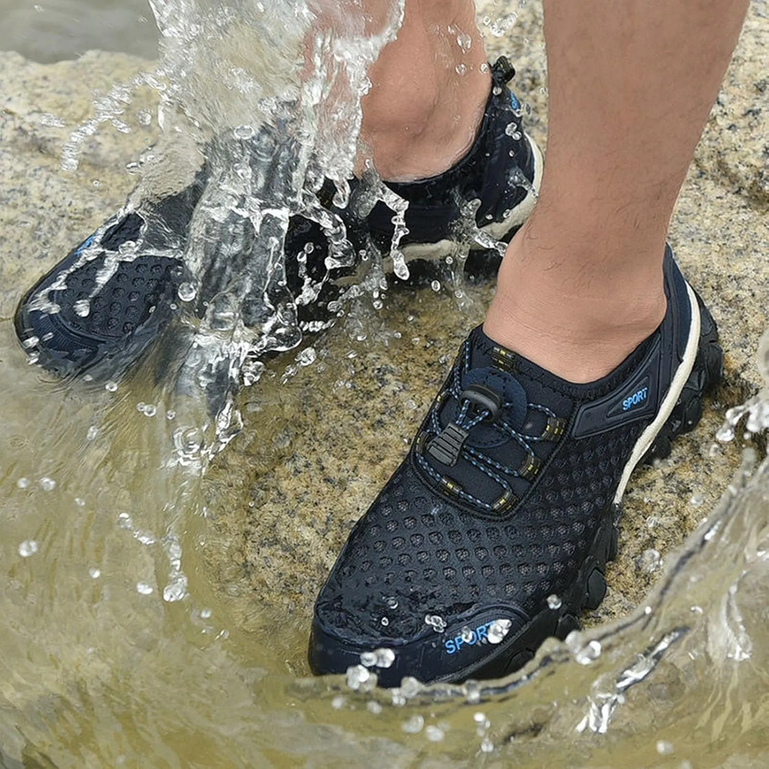 Women's Fashion Sneaker Mesh Slip On Black Non Slip Shoes for Women Comfortable Slip On Tennis Shoes Men Womens Navy Blue Loafers Mens Wide Sneakers