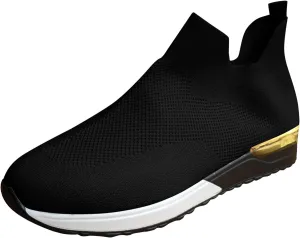 Women's Fashion Sneaker Mesh Slip On Black Non Slip Shoes for Women Comfortable Slip On Tennis Shoes Men Womens Navy Blue Loafers Mens Wide Sneakers
