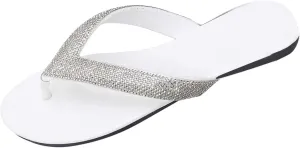 Women's Fashionable Rhinestone Glossy Thong Beach Thin Soled Solid Color Outer Flip Flops Sandals