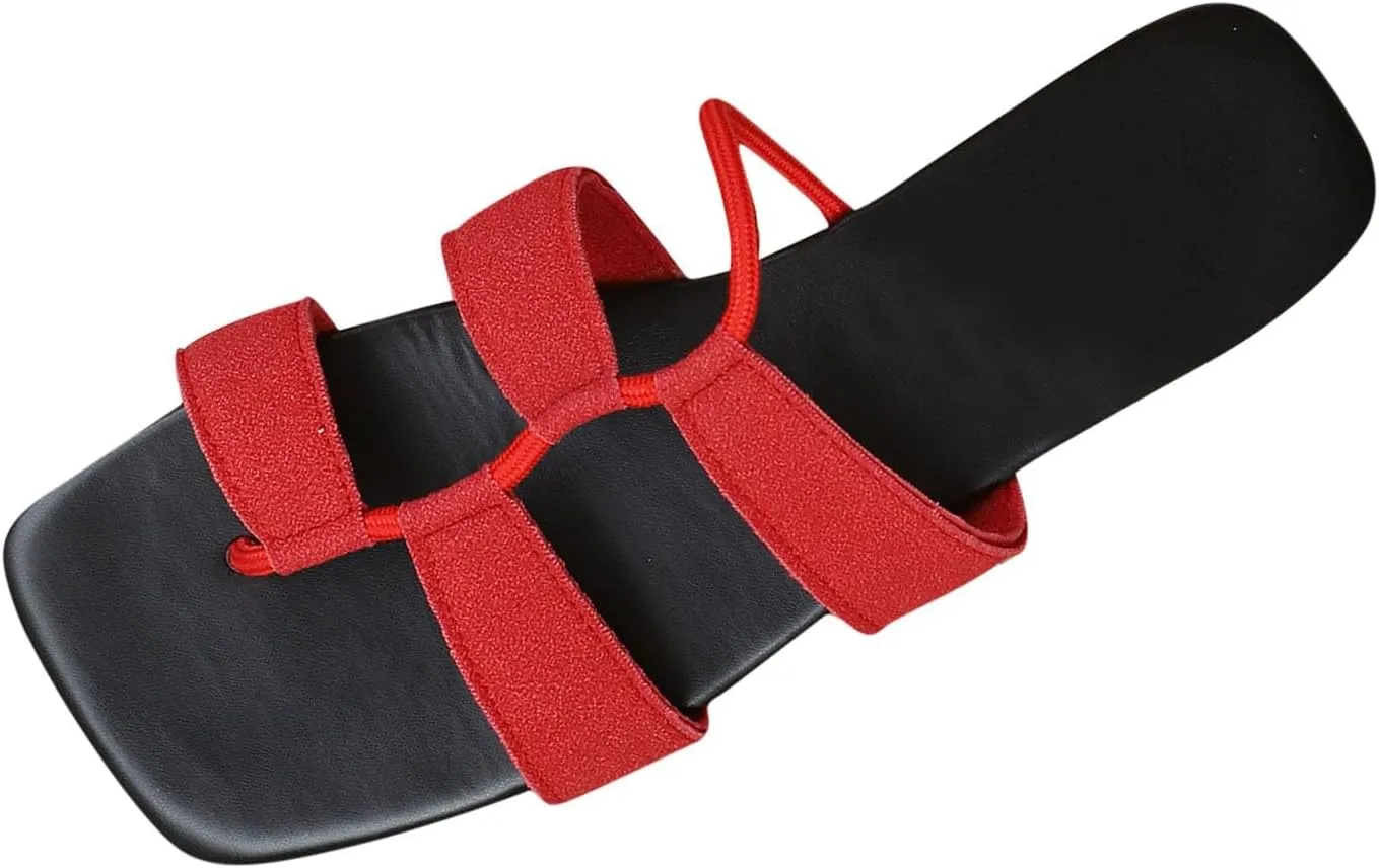 Women's Flip Flops Sandals Comfort Dressy Wide Width Thong Sandals Square Toe Slides for Beach/Long Walks/Poolside
