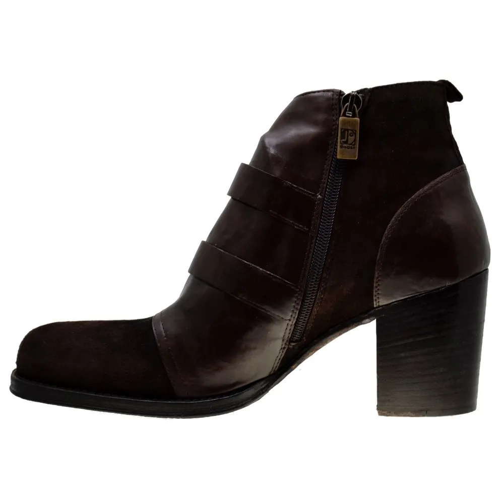 Women's Italian Shoes Jo Ghost 327 Brown Suede Leather Chelsea Boots available sizes 38 39