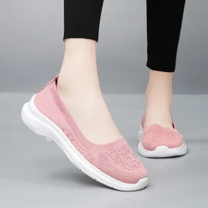 Women's Knit Slip On Sneakers Breathable Lightweight Comfortable Walking Shoes for Gym Casual Travel Workout