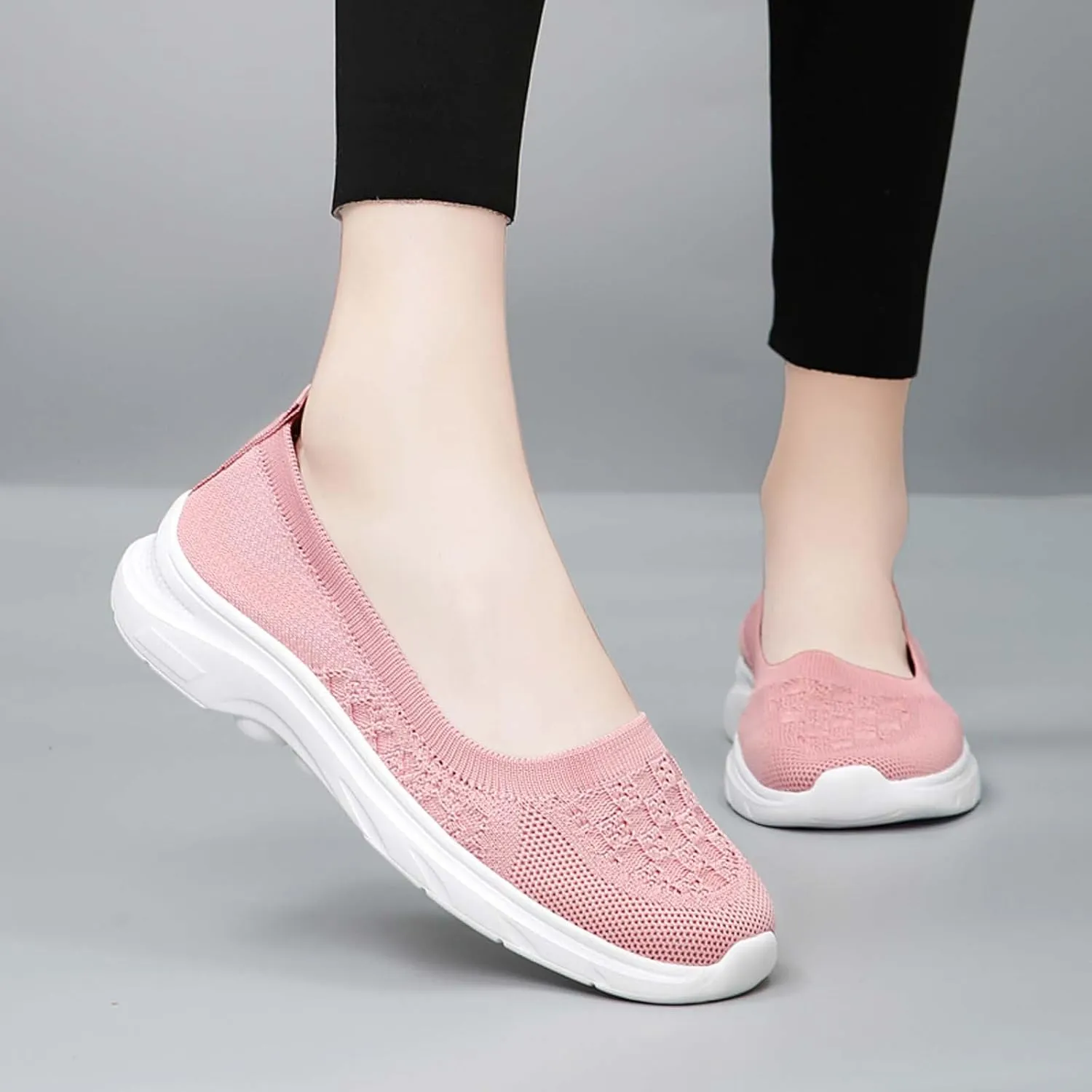Women's Knit Slip On Sneakers Breathable Lightweight Comfortable Walking Shoes for Gym Casual Travel Workout