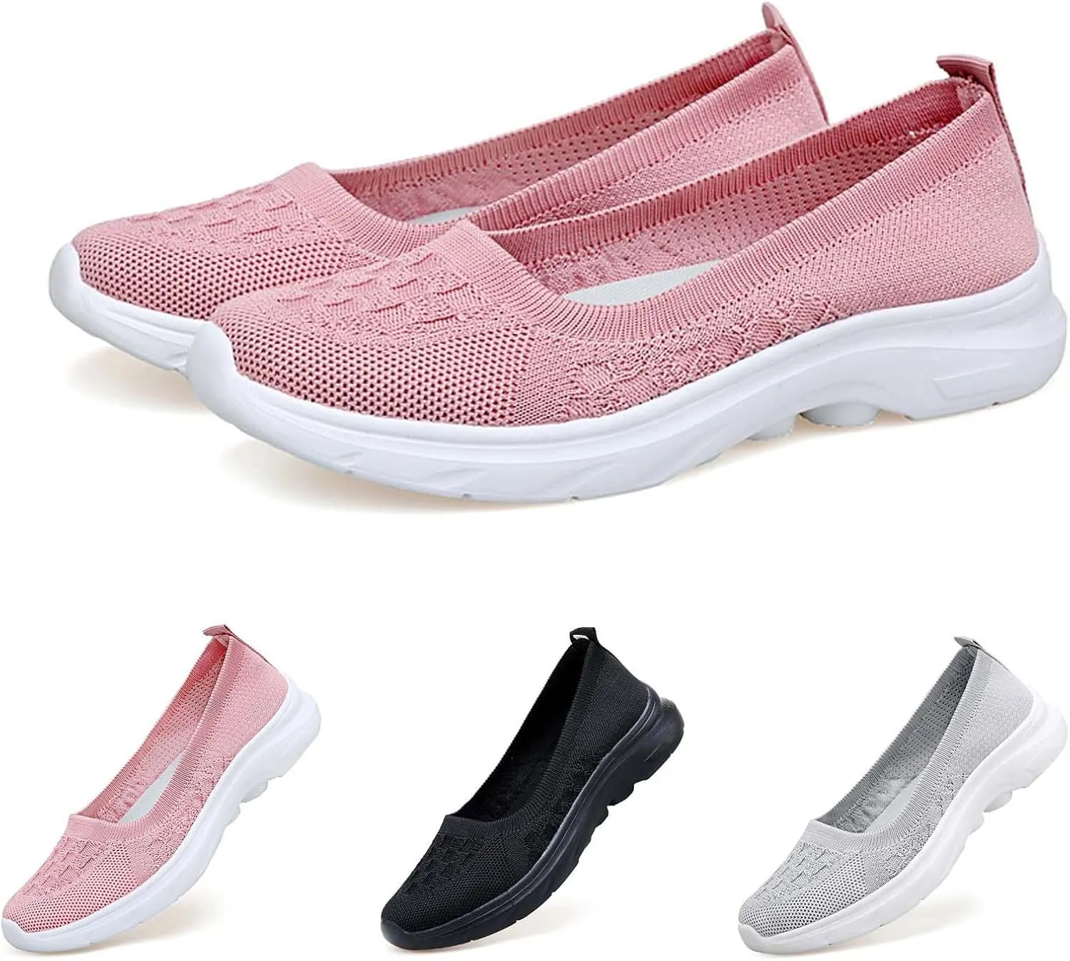 Women's Knit Slip On Sneakers Breathable Lightweight Comfortable Walking Shoes for Gym Casual Travel Workout