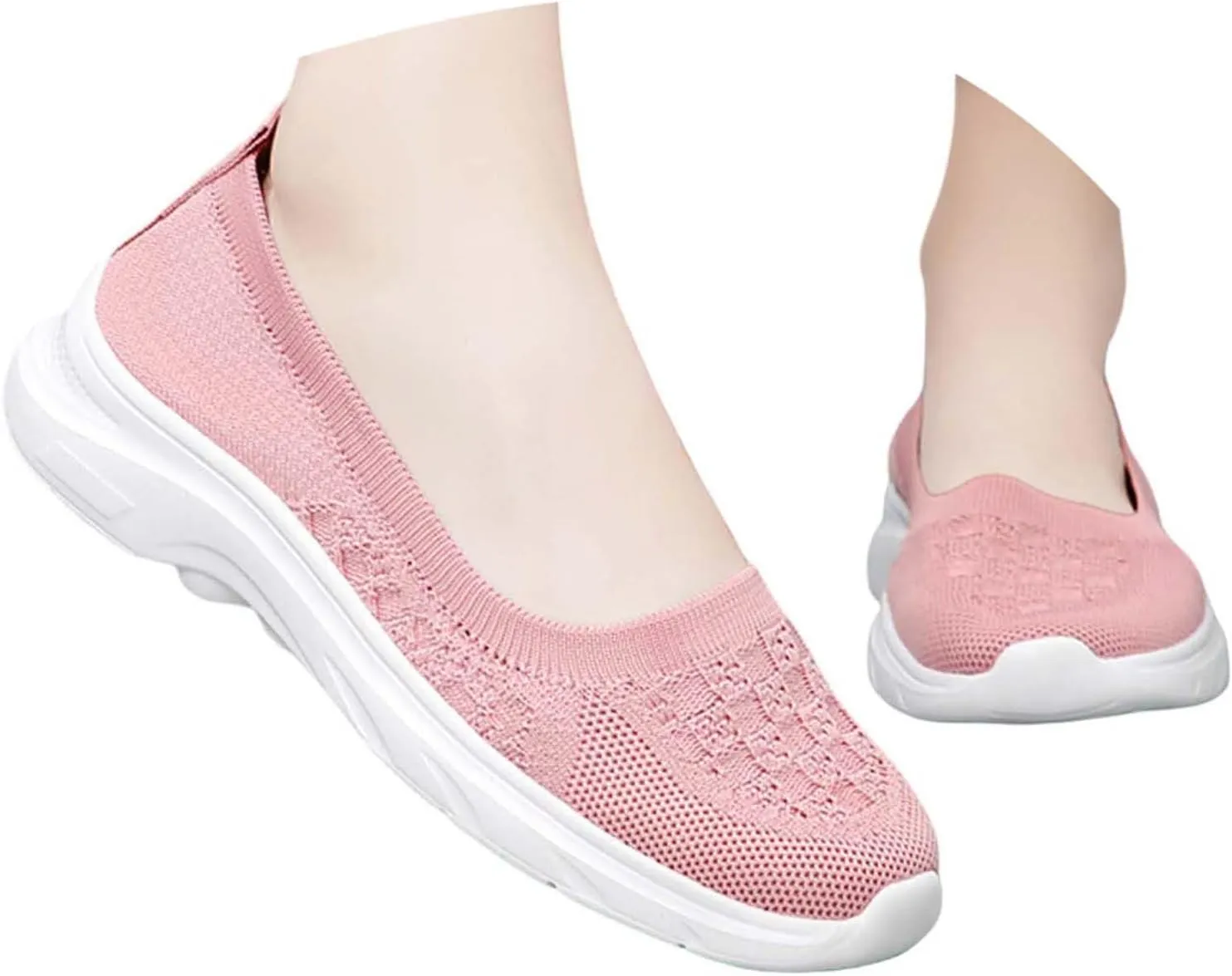 Women's Knit Slip On Sneakers Breathable Lightweight Comfortable Walking Shoes for Gym Casual Travel Workout