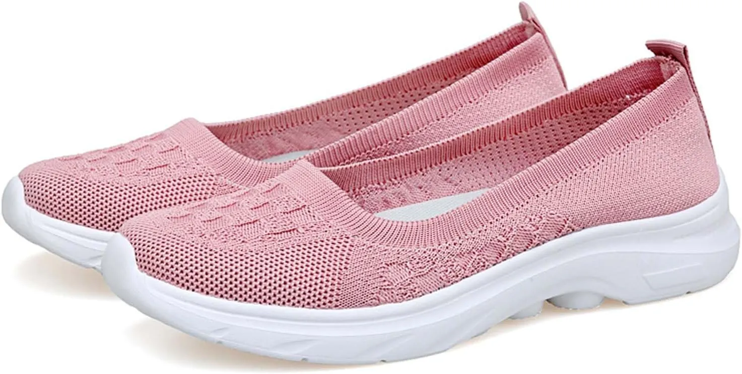 Women's Knit Slip On Sneakers Breathable Lightweight Comfortable Walking Shoes for Gym Casual Travel Workout