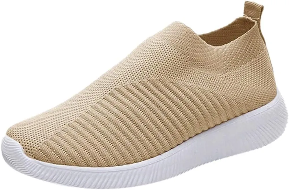 Women's Lightweight Slip On Walking Running Shoes Slip On Shoes Women Lether Women's Casual Shoes Fashion Sneakers Red Tennis Shoe Cross Trainer Shoe