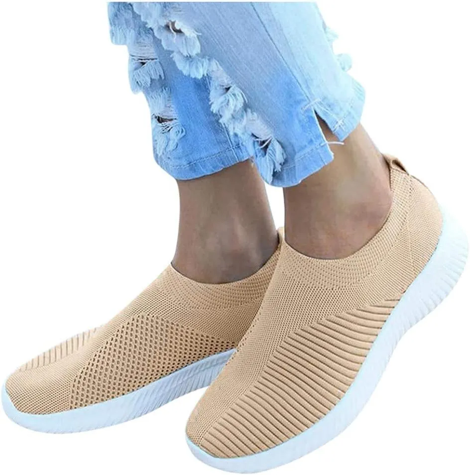 Women's Lightweight Slip On Walking Running Shoes Slip On Shoes Women Lether Women's Casual Shoes Fashion Sneakers Red Tennis Shoe Cross Trainer Shoe
