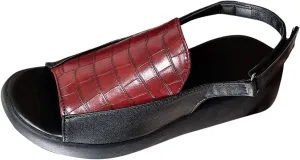 Women's Low Wedge Sandals Vintage Open Toe Flat Sandals with PU Leather Upper Walking Sandal for Summer Y2K Slip ons
