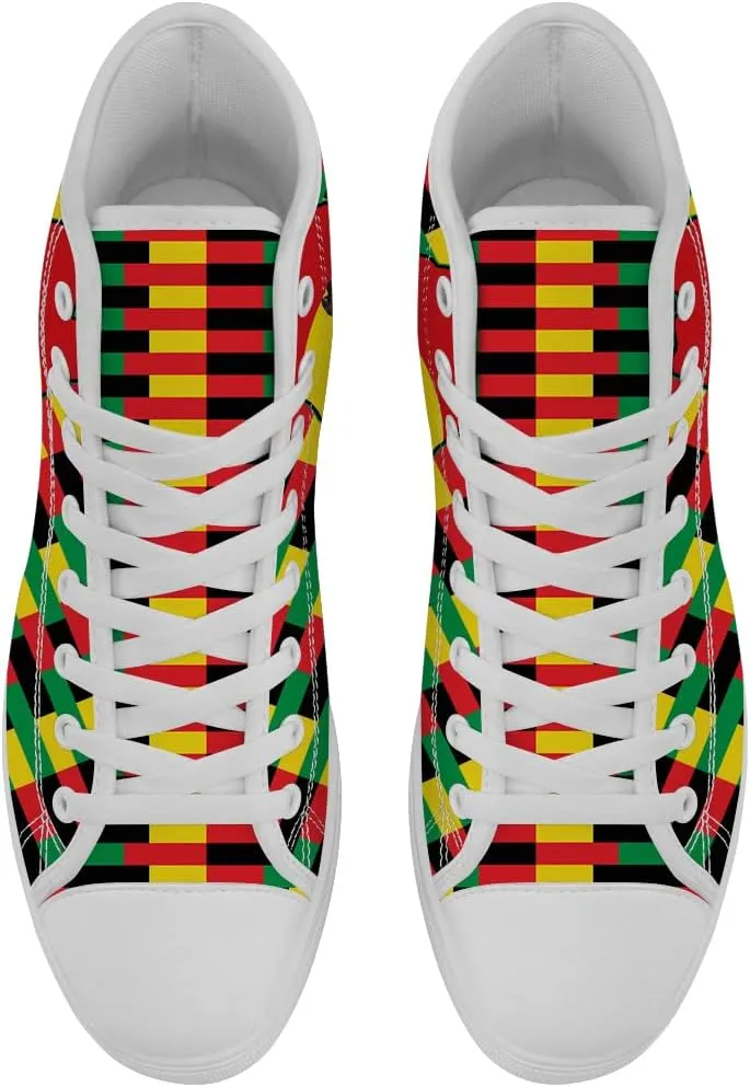Women's Men's African High Top Canvas Shoes Juneteenth High Top Sneakers Lace Up Casual Shoes Gifts for Men Women