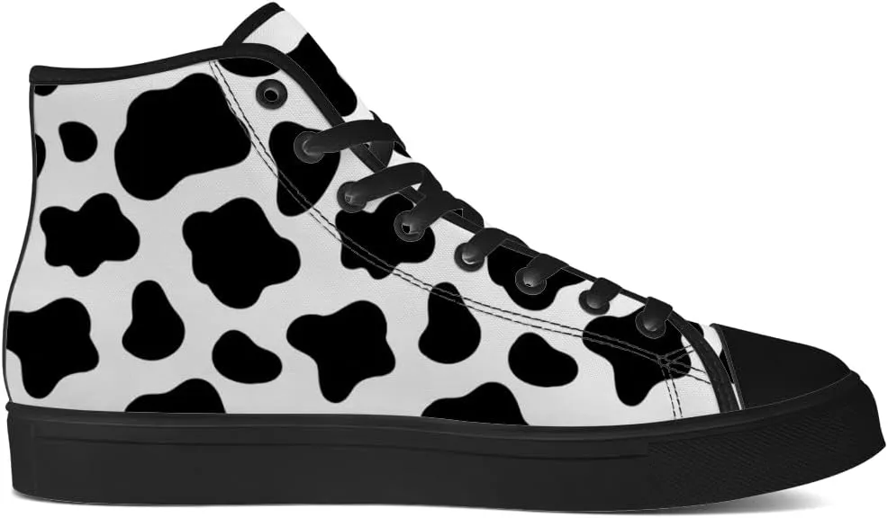 Women's Men's Cow Print High Top Canvas Shoes High Top Sneakers Lace Up Casual Shoes Gifts for Men Women