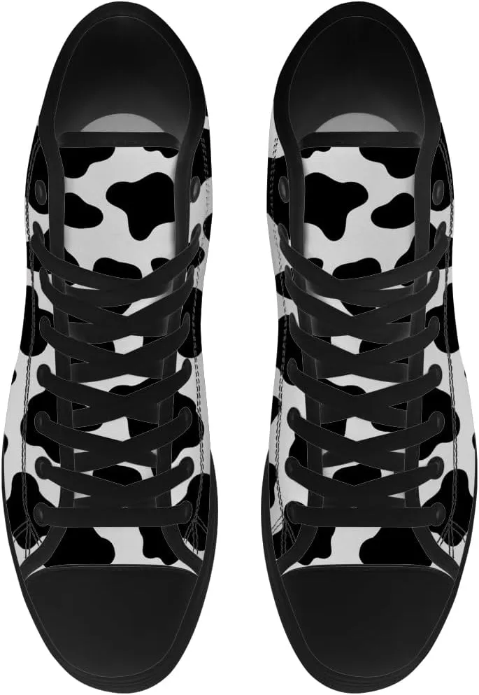 Women's Men's Cow Print High Top Canvas Shoes High Top Sneakers Lace Up Casual Shoes Gifts for Men Women