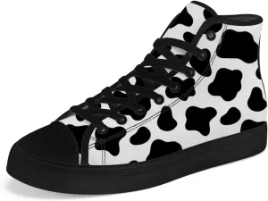 Women's Men's Cow Print High Top Canvas Shoes High Top Sneakers Lace Up Casual Shoes Gifts for Men Women