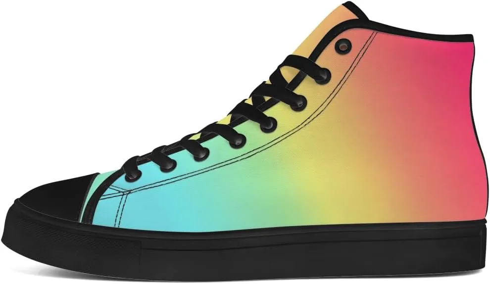 Women's Men's Gradient High Top Canvas Shoes Rainbow High Top Sneakers Lace Up Casual Shoes Gifts for Men Women