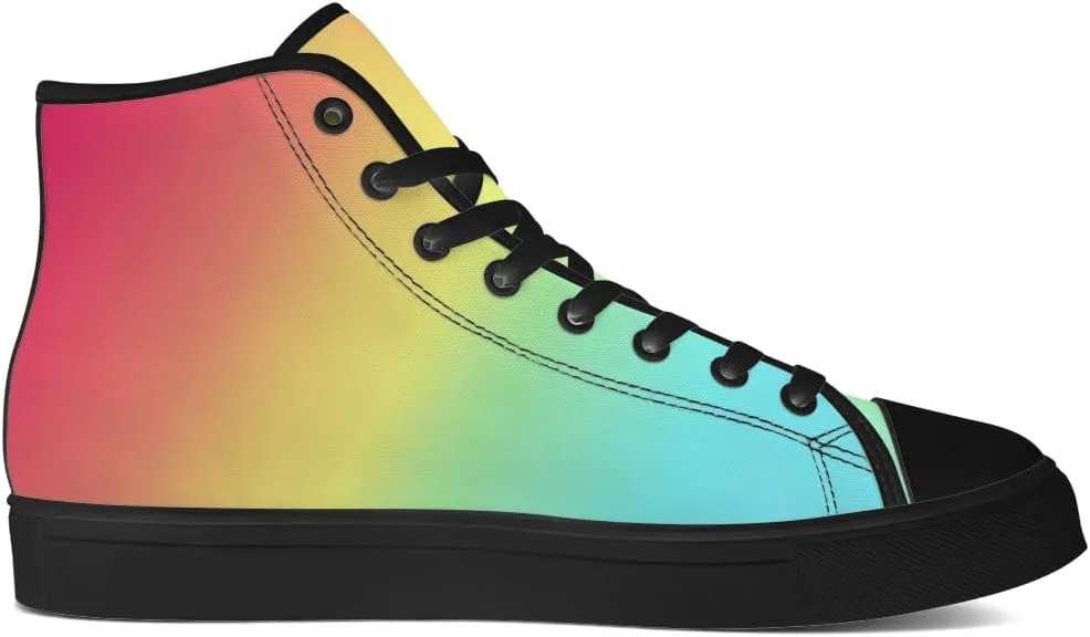 Women's Men's Gradient High Top Canvas Shoes Rainbow High Top Sneakers Lace Up Casual Shoes Gifts for Men Women