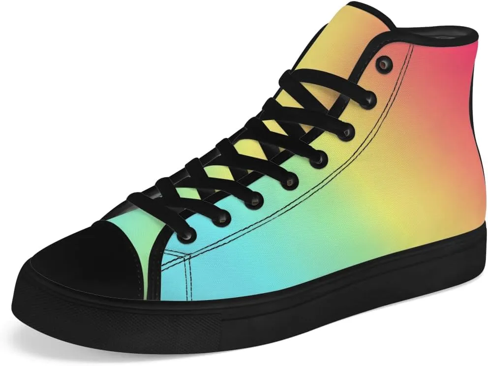Women's Men's Gradient High Top Canvas Shoes Rainbow High Top Sneakers Lace Up Casual Shoes Gifts for Men Women