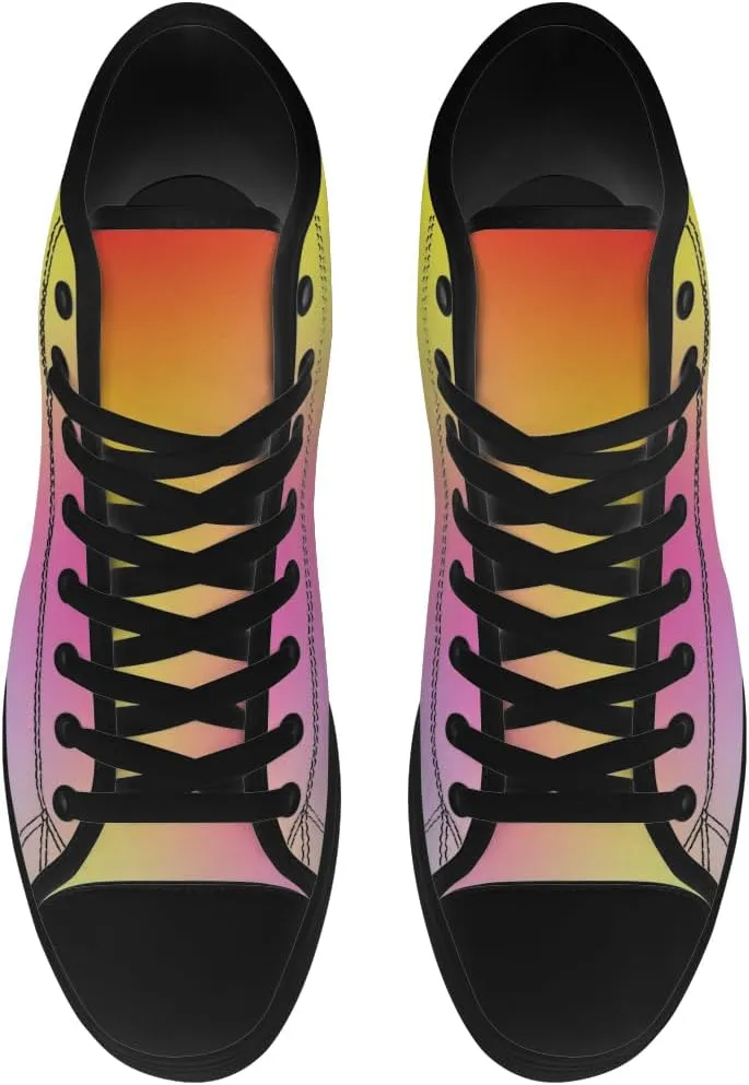 Women's Men's Gradient High Top Canvas Shoes Rainbow High Top Sneakers Lace Up Casual Shoes Gifts for Men Women