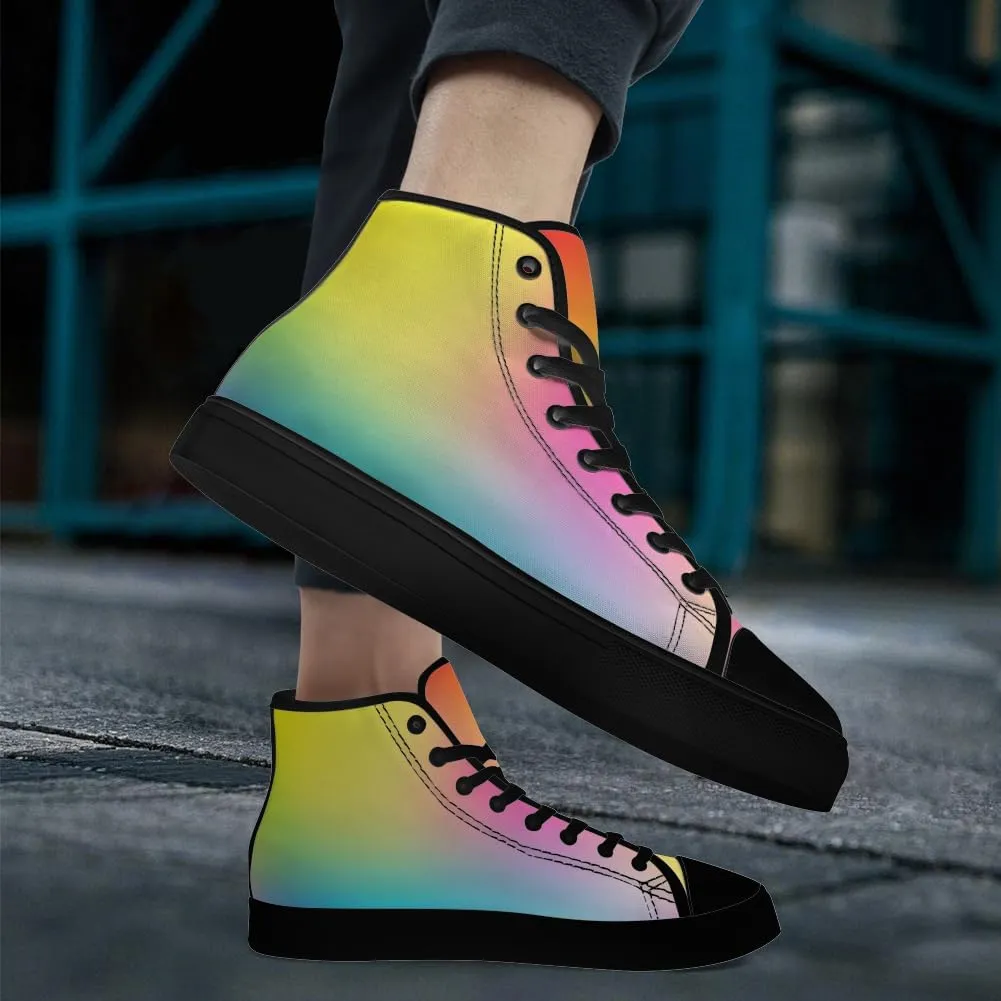 Women's Men's Gradient High Top Canvas Shoes Rainbow High Top Sneakers Lace Up Casual Shoes Gifts for Men Women