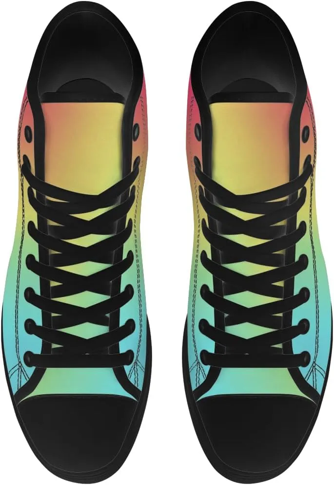 Women's Men's Gradient High Top Canvas Shoes Rainbow High Top Sneakers Lace Up Casual Shoes Gifts for Men Women