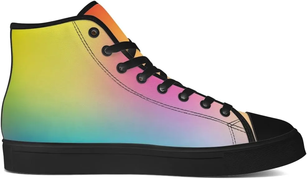 Women's Men's Gradient High Top Canvas Shoes Rainbow High Top Sneakers Lace Up Casual Shoes Gifts for Men Women