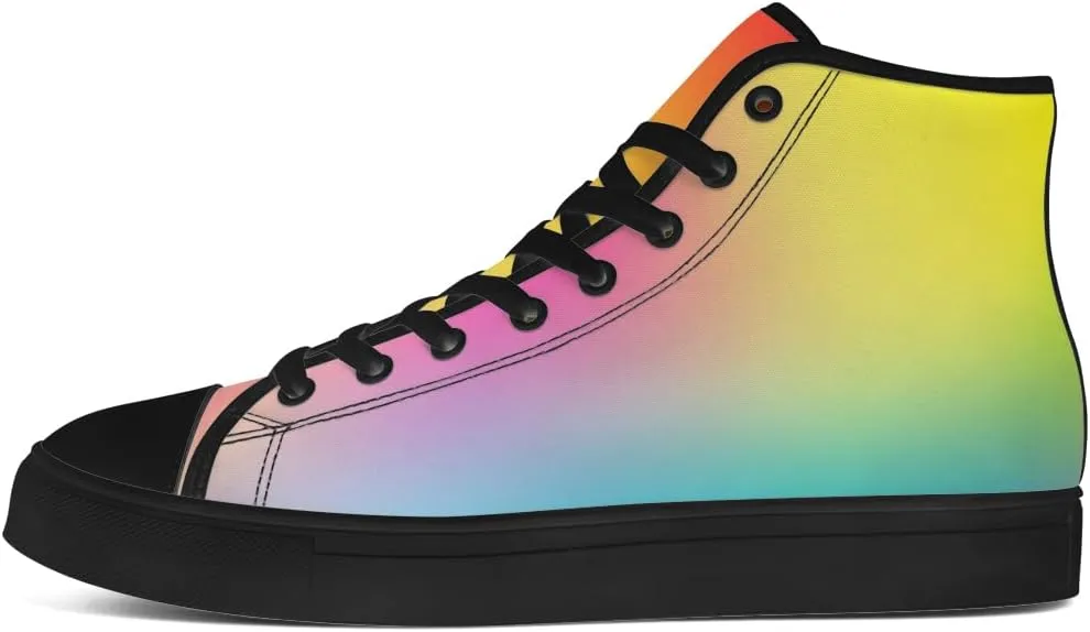 Women's Men's Gradient High Top Canvas Shoes Rainbow High Top Sneakers Lace Up Casual Shoes Gifts for Men Women