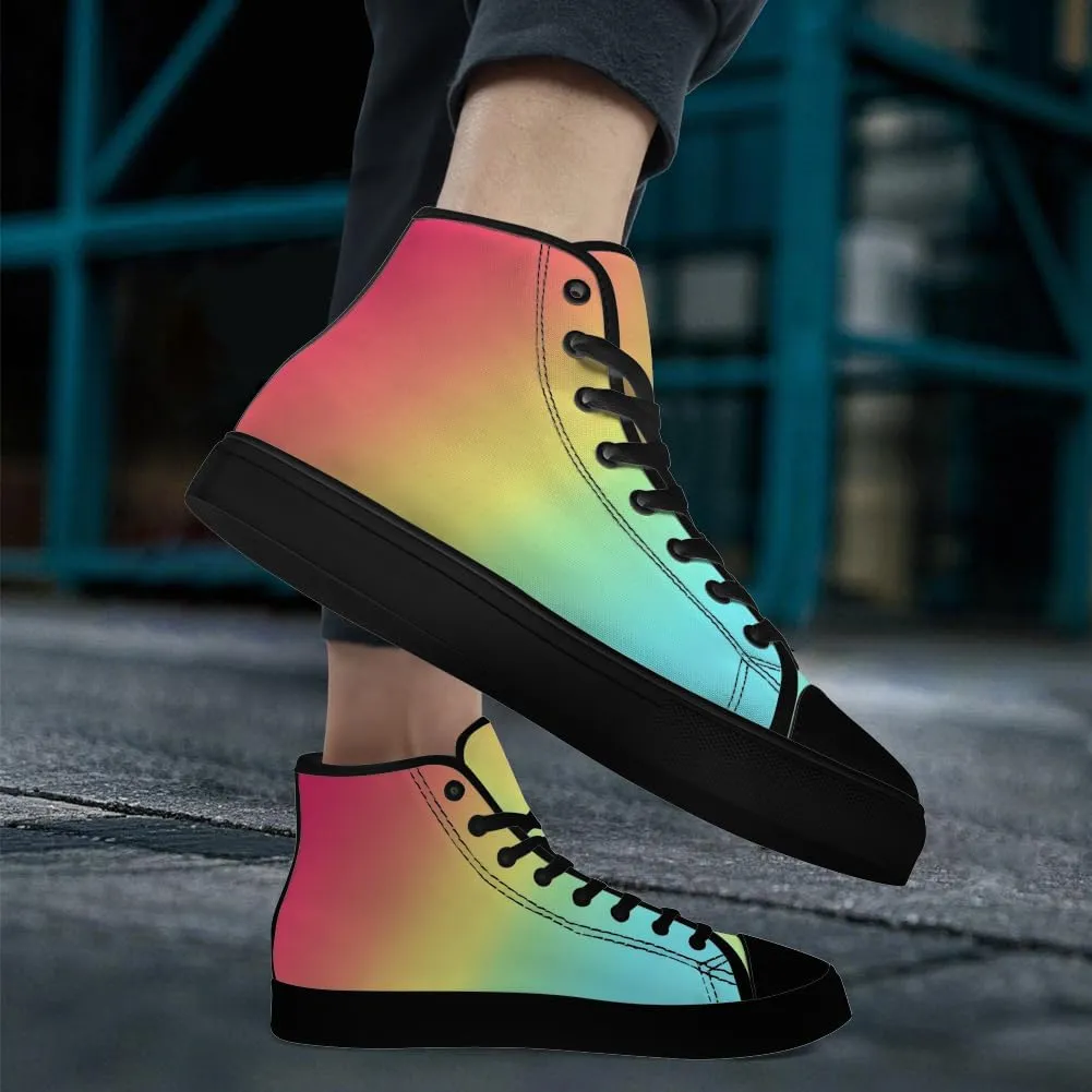 Women's Men's Gradient High Top Canvas Shoes Rainbow High Top Sneakers Lace Up Casual Shoes Gifts for Men Women