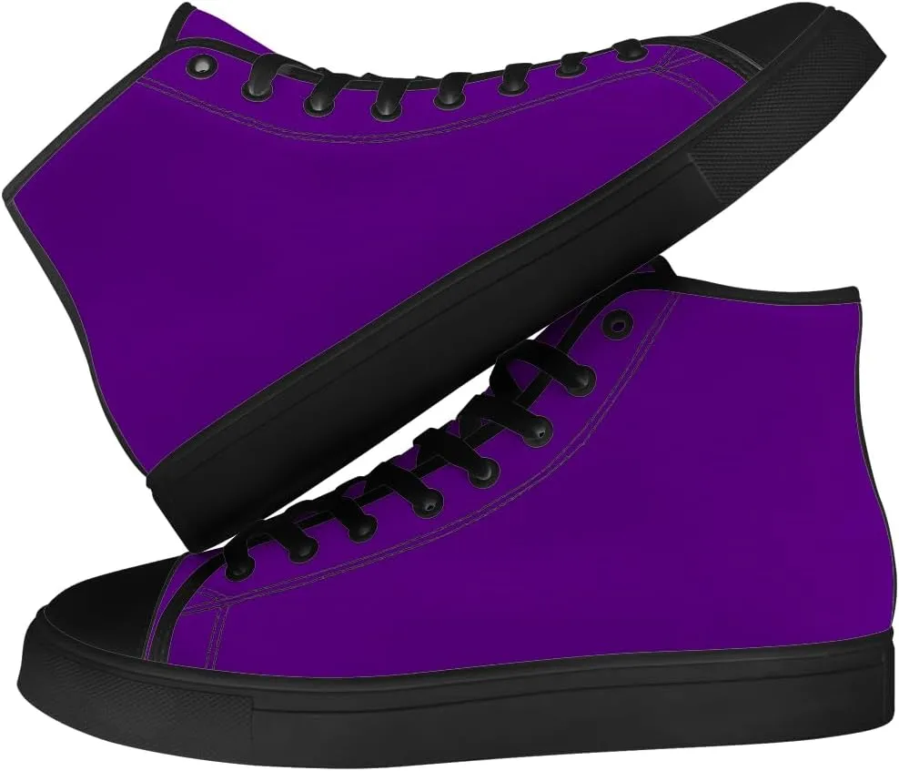 Women's Men's High Top Canvas Shoes Purple High Top Sneakers Lace Up Casual Shoes Gifts for Men Women