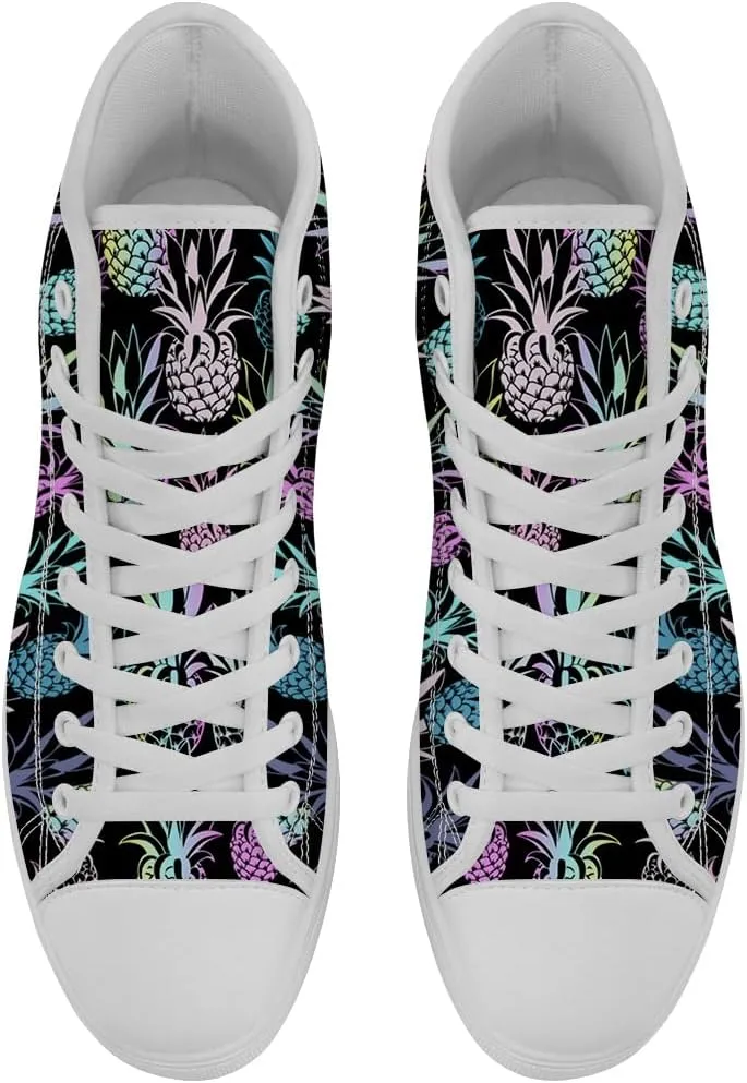 Women's Men's Pineapple High Top Shoes Tropical High Top Canvas Sneakers Lace Up Casual Shoes for Men Women