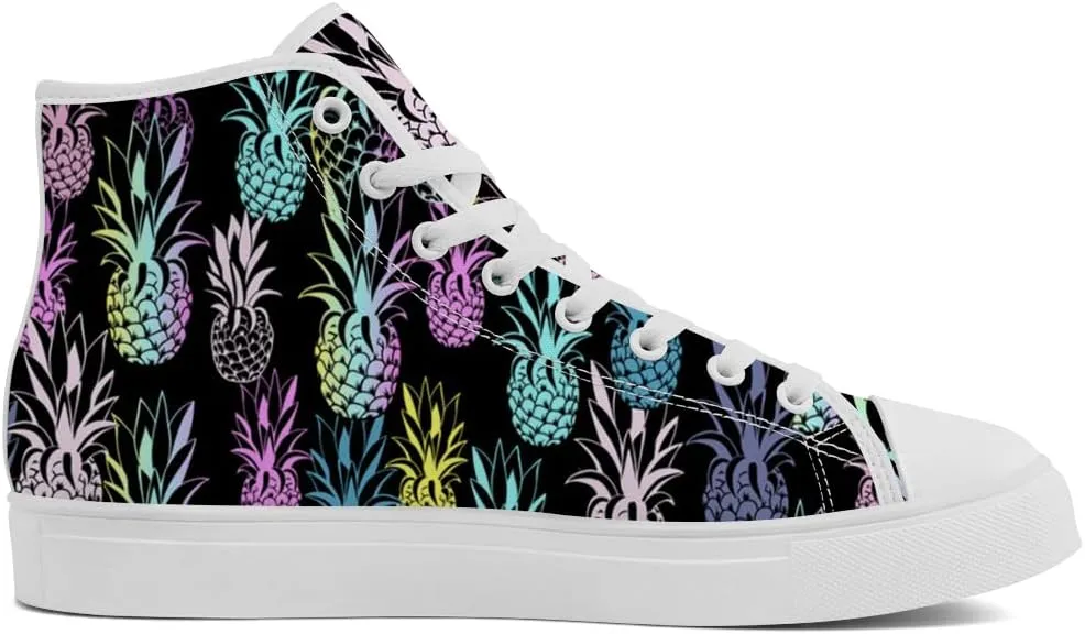 Women's Men's Pineapple High Top Shoes Tropical High Top Canvas Sneakers Lace Up Casual Shoes for Men Women