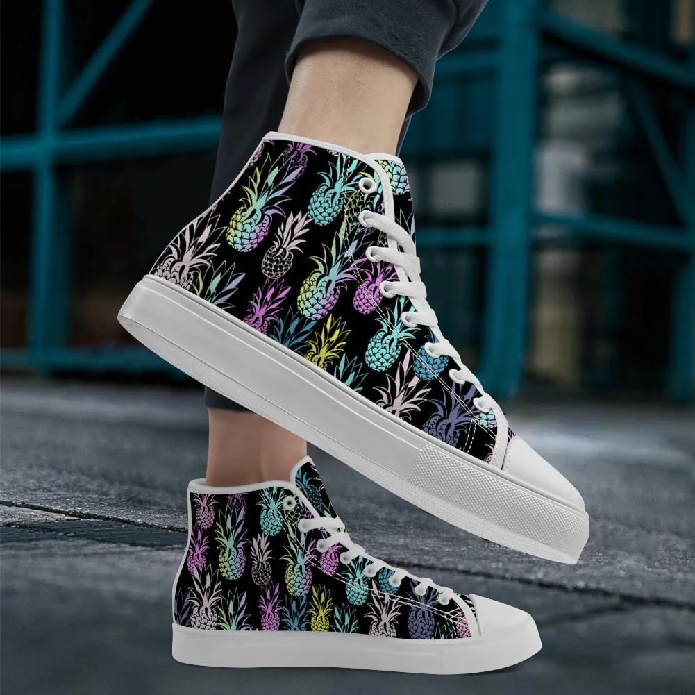 Women's Men's Pineapple High Top Shoes Tropical High Top Canvas Sneakers Lace Up Casual Shoes for Men Women