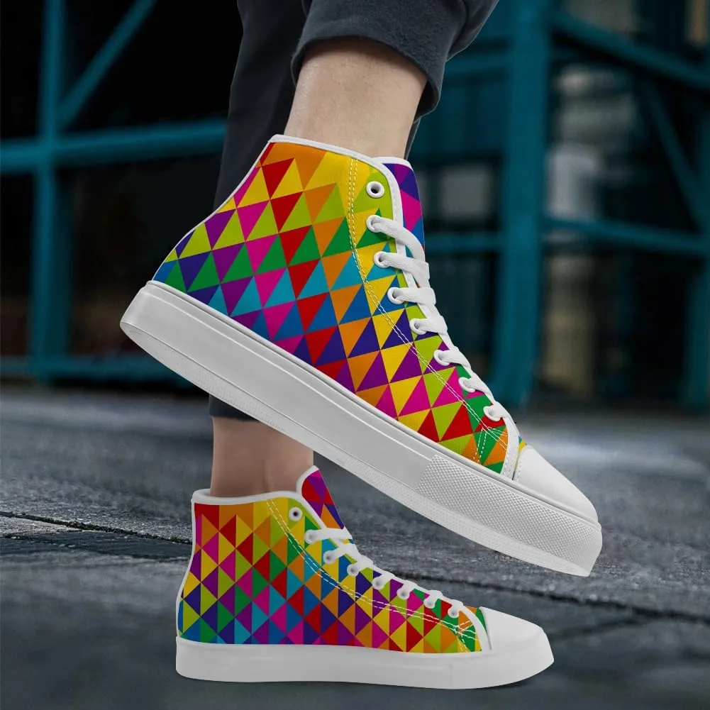 Women's Men's Rainbow High Top Sneakers LGBT High Top Canvas Shoes Lace Up Casual Shoes Gifts for Boyfriend Girlfriend